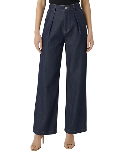 Modenaire Women's High Waist Pleated Wide Leg Pants