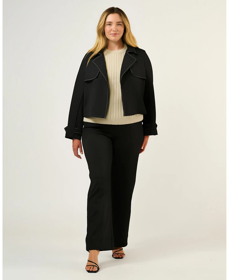 Estelle Plus Jude Cropped Contract Stitch Trench Jacket