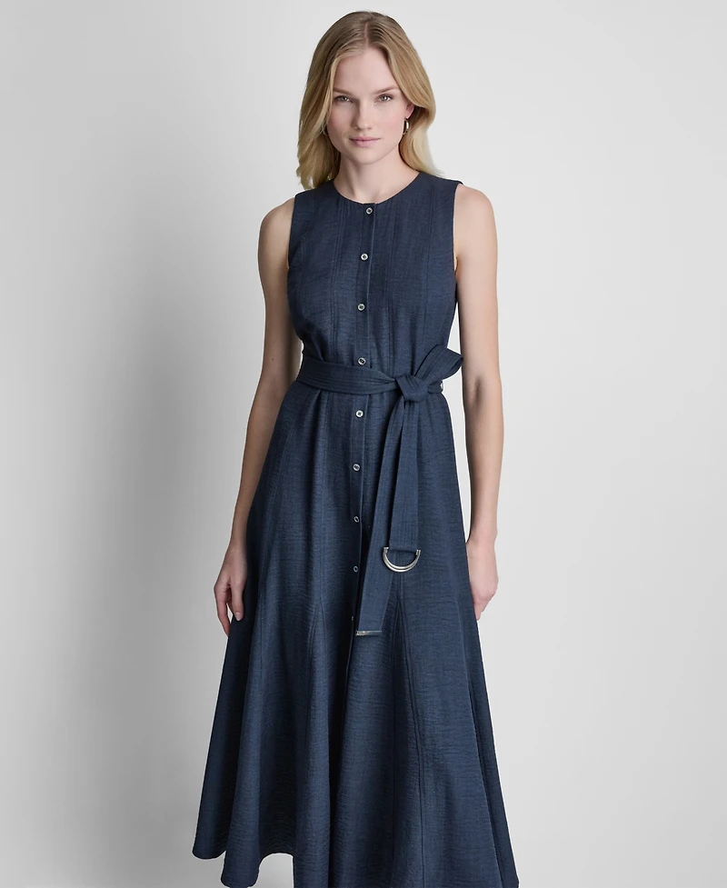 Dkny Women's Sleeveless Belted Midi Dress