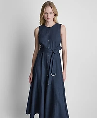 Dkny Women's Sleeveless Belted Midi Dress