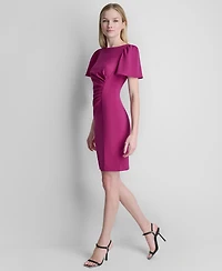 Dkny Women's Short-Sleeve Boat Neck Ruched Dress