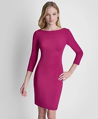 Dkny Women's Boat Neck Ruched Bodice Dress