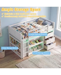 Slickblue Loft Bed for Kids with Led Lighting and Spacious Under Area Study or Play