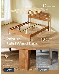 Slickblue Full Bed Frame with Led Headboard Storage Shelf Ports