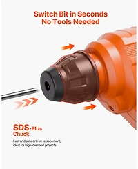 Mecale 20V Cordless Sds-Plus Rotary Hammer Drill, Capacity, 2 Functions, 1000 Rpm, 5100 Bpm, Battery & Charger Included