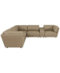 Versa 7-Pc. L-Shape Leather Sectional with 2 Consoles