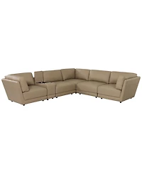 Versa 6-Pc. L-Shape Leather Sectional with Console