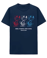 Hybrid Apparel Men's Red White And Cool Patriotic Snoopy Graphic T-Shirt