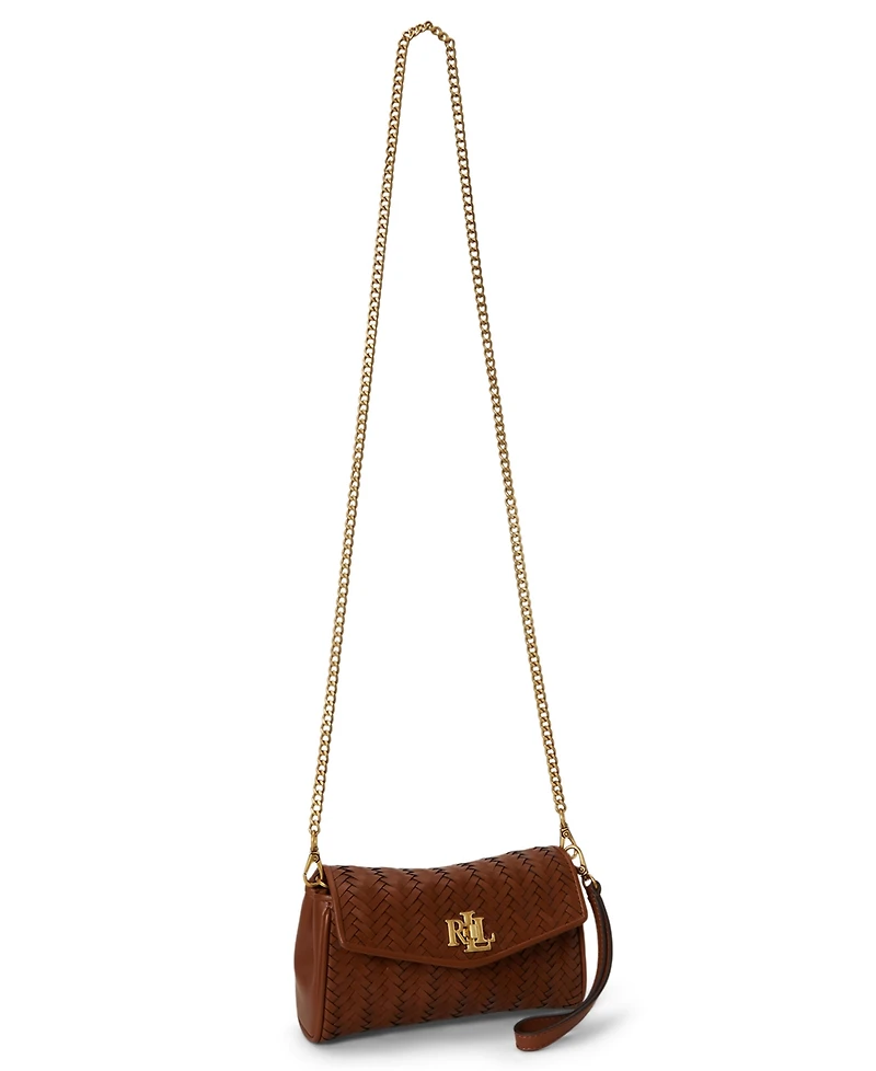 Lauren Ralph Lauren Tanner Woven Leather Mini Crossbody Handbag