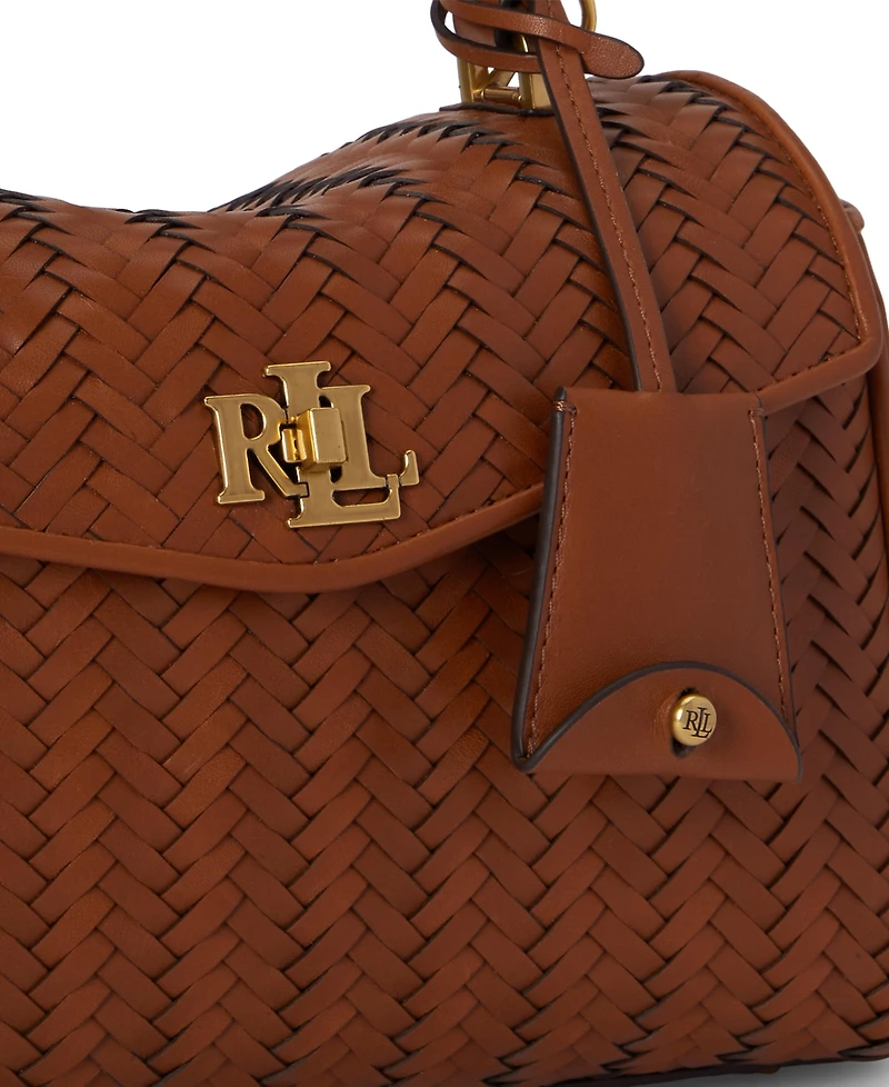 Lauren Ralph Lauren Farrah Woven Leather Small Satchel Handbag