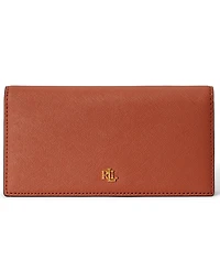 Lauren Ralph Lauren Crosshatch Leather Slim Snap Closure Wallet