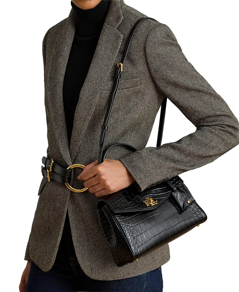 Lauren Ralph Farrah Embossed Small Soft Satchel Handbag