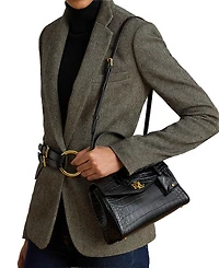 Lauren Ralph Farrah Embossed Small Soft Satchel Handbag