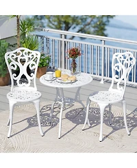 Sugift 3 Piece All Weather Cast Aluminum Bistro Chairs and Table with Umbrella Holes