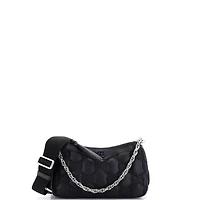 Pre-Owned Gucci Mini Zip Shoulder Bag Gg Embossed Matelasse Nylon with Leather
