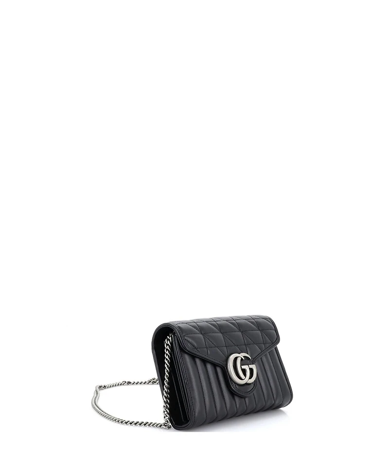 Pre-Owned Gucci Mini Gg Marmont Chain Wallet Mixed Matelasse Leather
