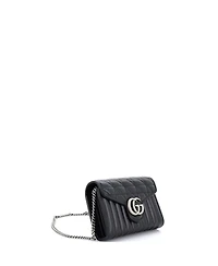 Pre-Owned Gucci Mini Gg Marmont Chain Wallet Mixed Matelasse Leather