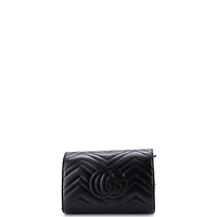 Pre-Owned Gucci Mini Gg Marmont Chain Wallet Matelasse Leather