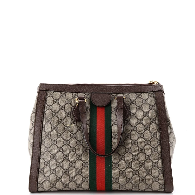 Pre-Owned Gucci Medium Ophidia Top Handle Tote Gg Coated Canvas