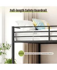 Slickblue Full Over Metal Bunk Bed Frame with Full-Length Guardrails