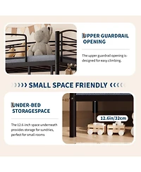 gaomon Twin Over Full Bunk Bed, Metal Beds with Ladder and Guardrail,Heavy Duty Space Saving Design,Smooth Rounded Edges