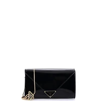 Pre-Owned Prada Mini Triangle Logo Envelope Chain Clutch Patent
