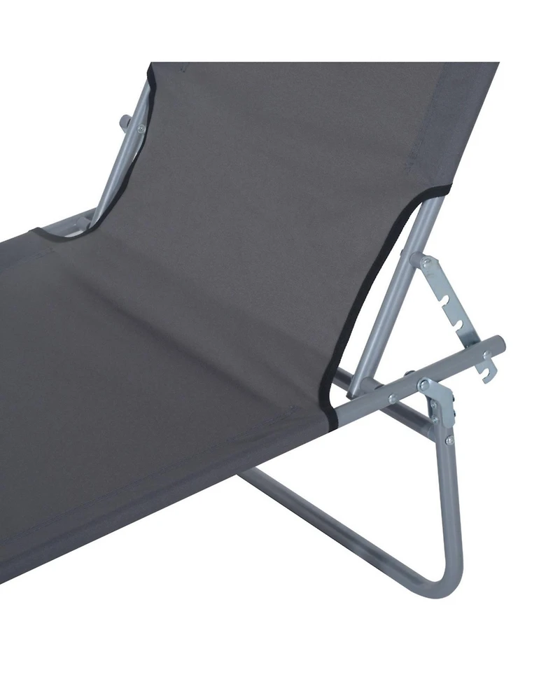 ECHTPeak Outdoor Lounge Chair, with Sun Shade and Headrest, Adjustable Folding Chaise Lounge, Holds 300 lb, for Beach, Camping, Hiking, Backyard