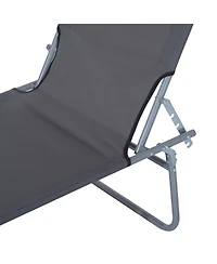 ECHTPeak Outdoor Lounge Chair, with Sun Shade and Headrest, Adjustable Folding Chaise Lounge, Holds 300 lb, for Beach, Camping, Hiking, Backyard