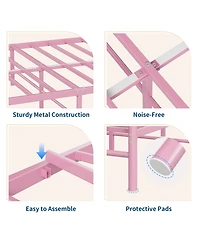 Homfan Heart-Shaped Metal Platform Bed Frame with Headboard and Footboard, Quiet Slat Support