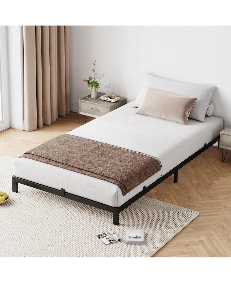 Homfan 6 Inch Metal Platform Bed Frame with Under-Bed Storage, Headboard Mount Holes, No Box Spring Needed