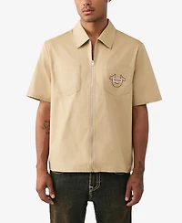 True Religion Men's Full-Zip Short-Sleeve Shirt