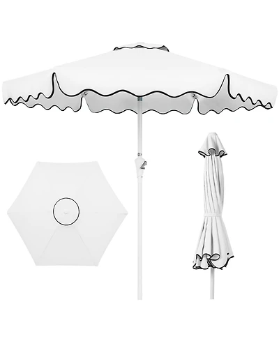 Best Choice Products 7.5feet Patio Market Umbrella with Wavy Trim, Fade-Resistant, Crank and Tilt, Wind Vent