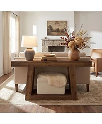 Tribesigns 55-Inch Solid Wood Console Table, Farmhouse Sofa Table with Storage, Rustic Skinny Entryway Table