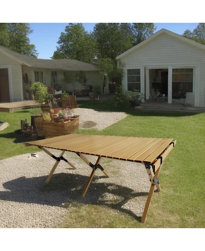 ECHTPeak 4FT Folding Camping Table, Roll Up Portable Camp Table, Low Collapsible Lightweight Aluminum Outdoor, for Camping, Picnic, Beach, Patio