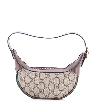 Pre-Owned Gucci Mini Ophidia Half Moon Bag Gg Coated Canvas