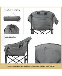 Arrowhead Outdoor 2-Pack Oversized Heavy-Duty Club Folding Padded Moon Camping Chair with Cup Holder and Carrying Bag, Supports 330 lbs