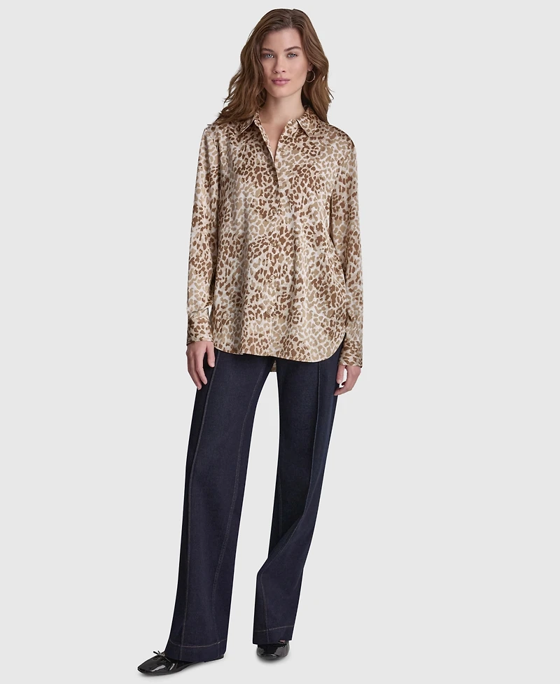 Dkny Jeans Women's Collared Long-Sleeve Blouse