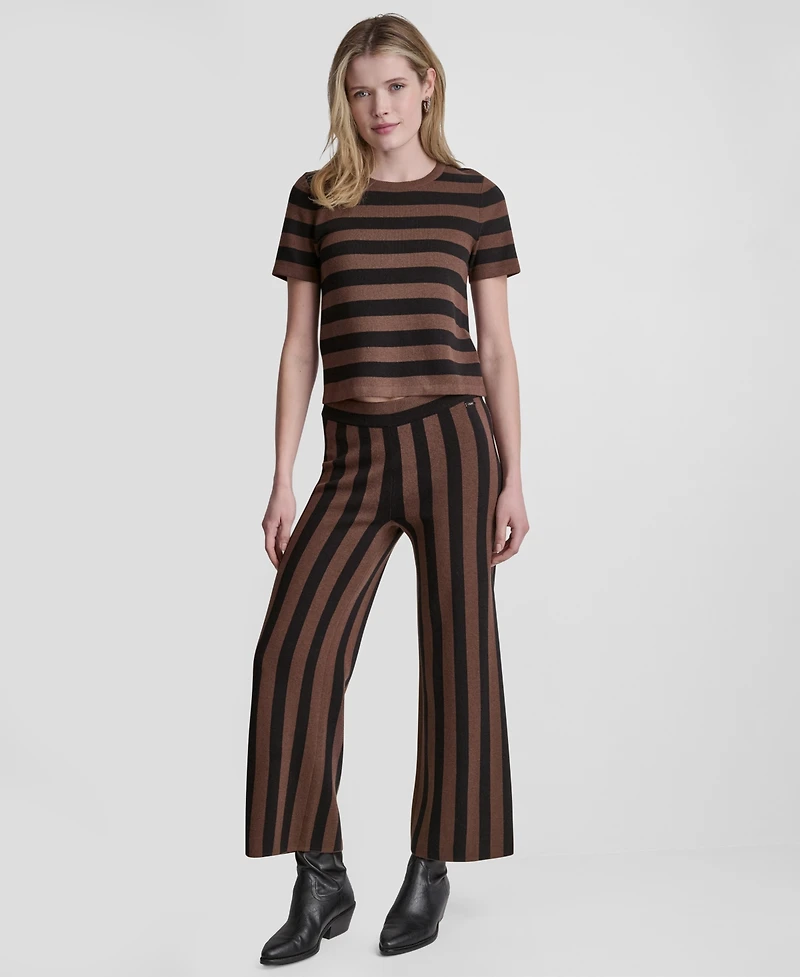 Dkny Jeans Women's Pull-On Striped Ankle Length Pants