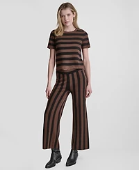 Dkny Jeans Women's Pull-On Striped Ankle Length Pants