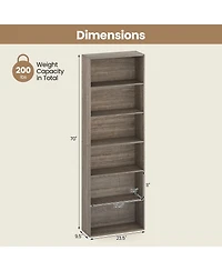 Gymax 2PCS 6-Tier Bookshelf w/Open Shelves Anti-Tipping Kits for Living Room Bedroom