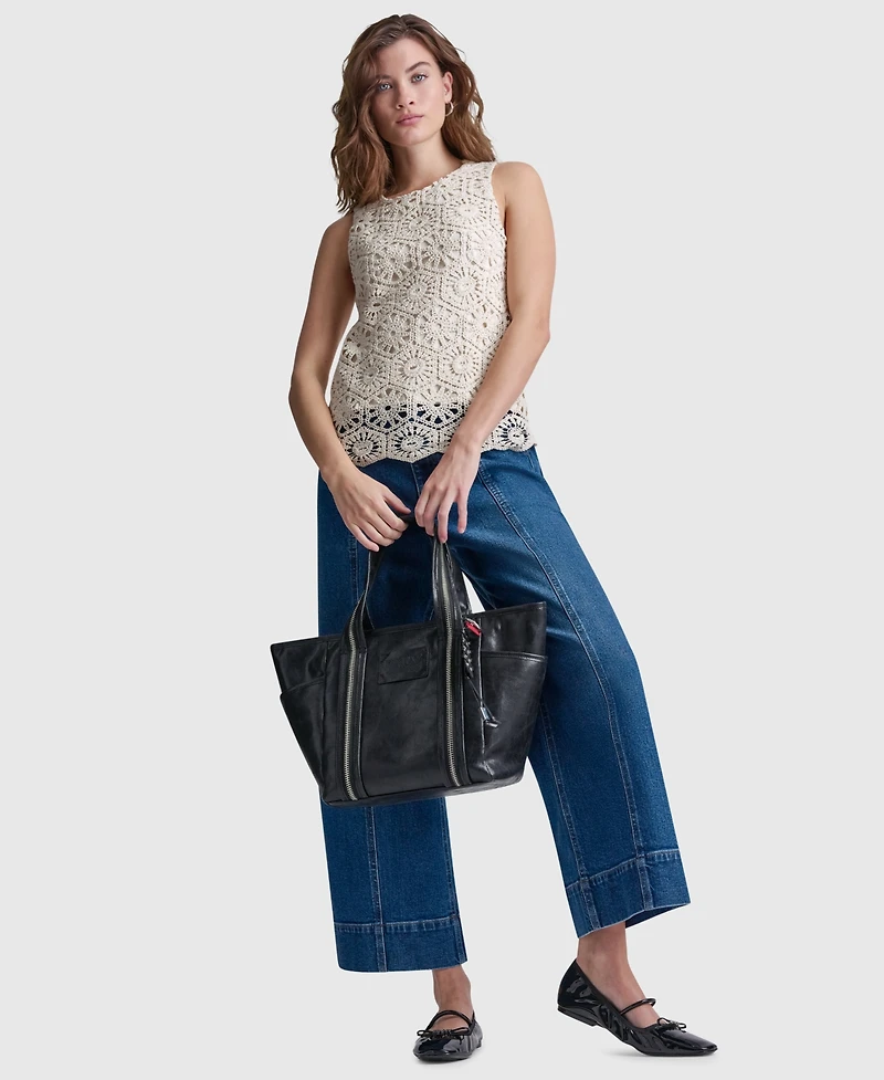 Dkny Jeans Women's Sleeveless Crochet Knit Tank Top