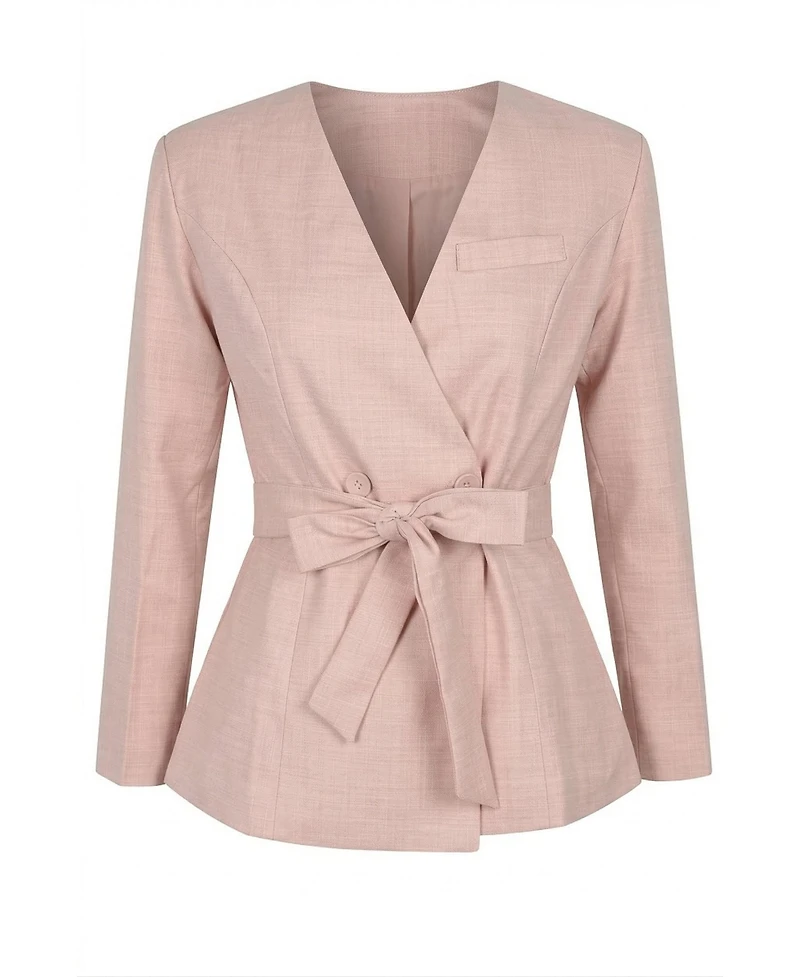 Modenaire Women's Wrap Waist-Tie Tailored Blazer
