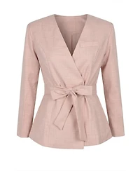 Modenaire Women's Wrap Waist-Tie Tailored Blazer