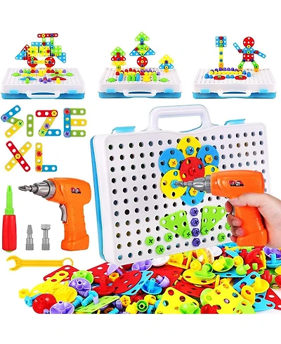 Gnuadz 244 Pieces Educational Building Blocks Electric Diy Construction Kit Ages 4-10