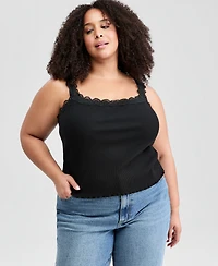 And Now This Plus Lace-Trim Ribbed Tank, Macy's Exclusive
