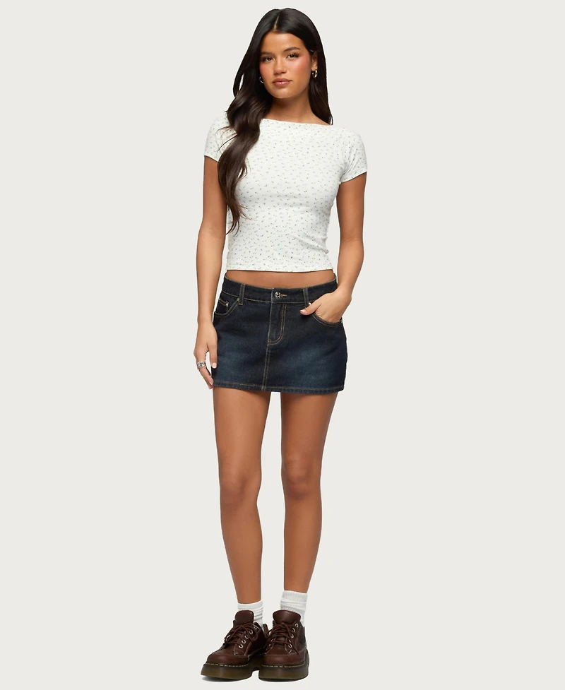 Edikted Women's Raglan Boat Neck Floral Top