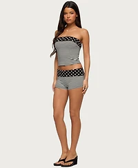 Edikted Women's Presley Stripe and Polka Dot Foldover Tube Top