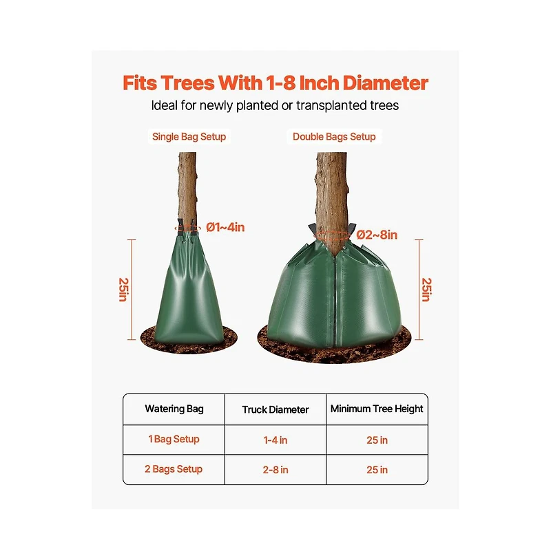 Sugift 4 Pack 20 Gallon Tree Watering Bag Slow Release Drip Irrigation