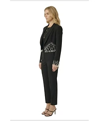 Modenaire Women's Beaded Cropped Shawl-Collar Blazer