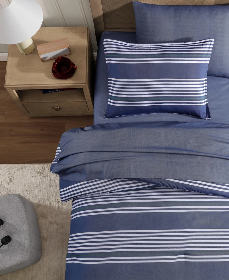 Tommy Hilfiger Lido Stripe Washed Microfiber -Pc. Comforter Set